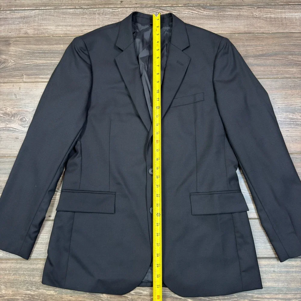 J.Crew Men 40R Thompson Slim Fit Suit Jacket Black Worsted Wool Blazer CF871 NEW